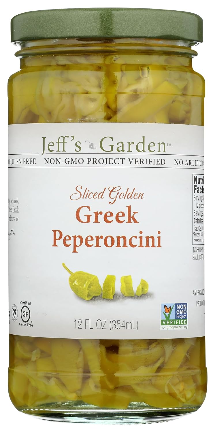 Jeff's Naturals Sliced Golden Greek Peperoncini - 12 oz