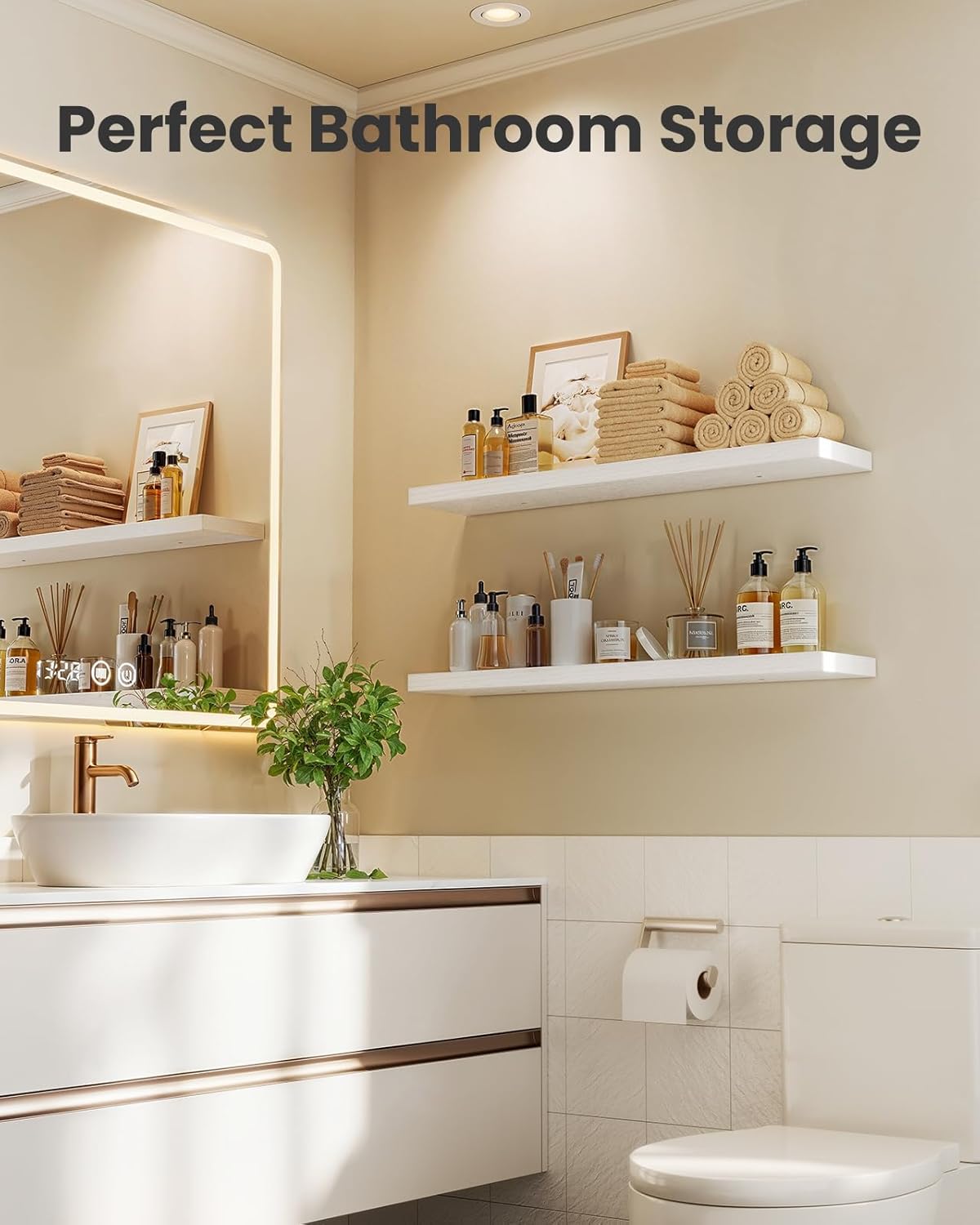 AMADA HOMEFURNISHING Floating Shelves, Wall Shelves for Bathroom/Living Room/Bedroom/Kitchen Decor