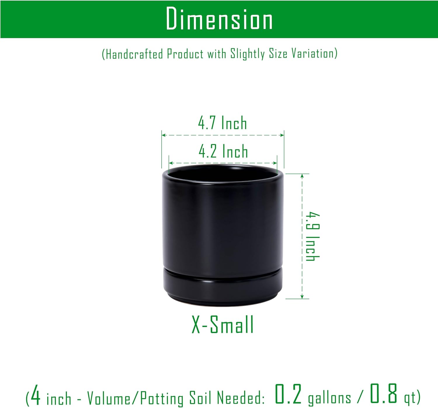 D'vine Dev 2-Pack Ceramic Pots with Saucers, White/Grey, 4.7 in, 94-V-B-6