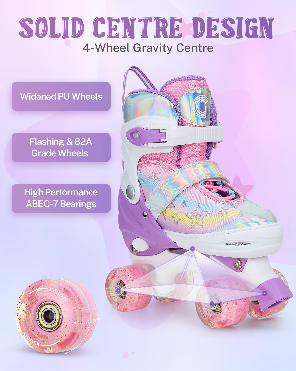 Gonex Roller Skates for Girls Kids Women with Light-Up Wheels