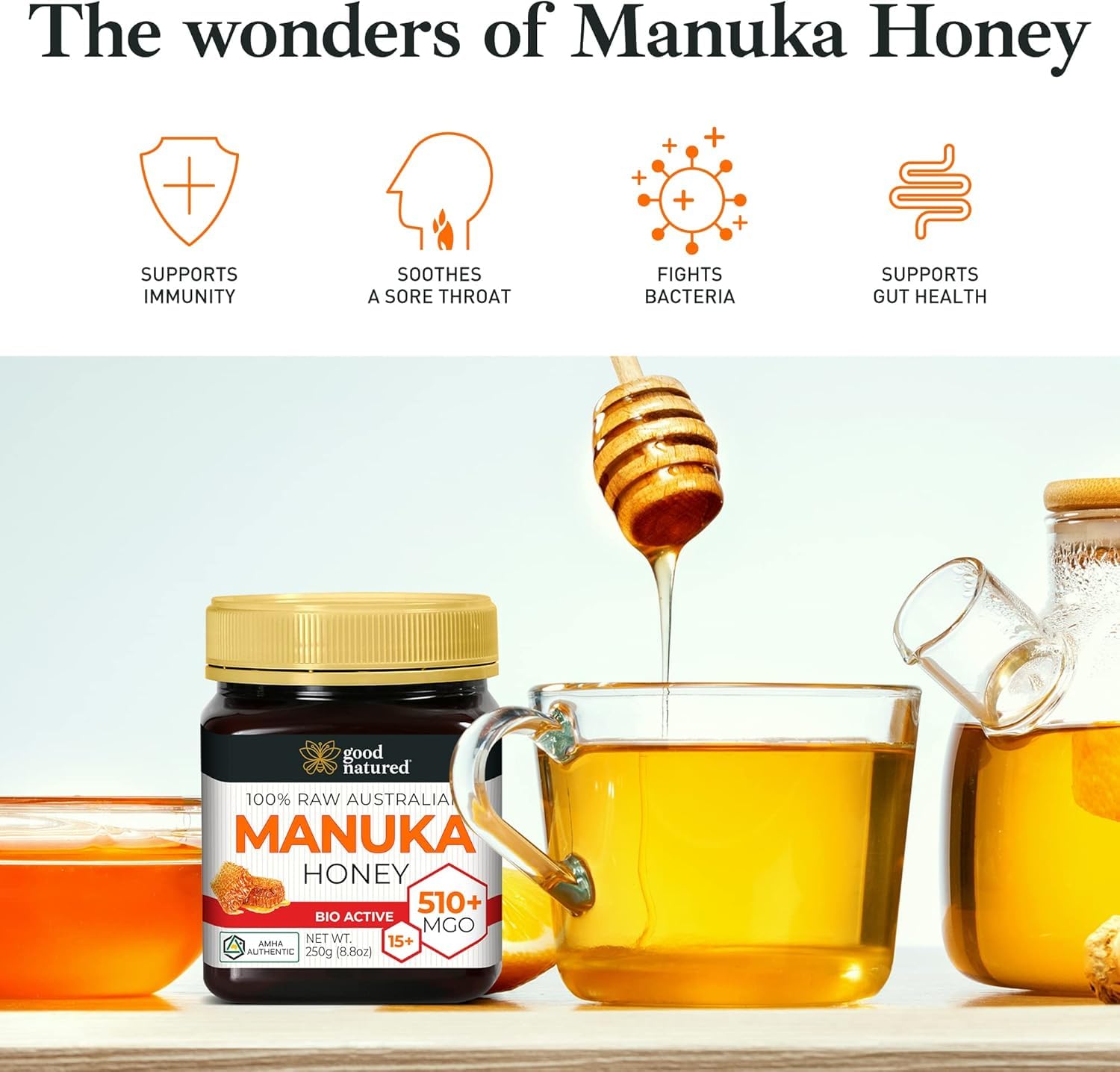 Manuka Honey Medical Grade - Raw Australian Manuka Honey MGO 850+ | Good Natured - AMHA Certified - Lab Tested - Non-GMO - BPA-Free - Premium Quality - Product of Australia - 8.8 oz