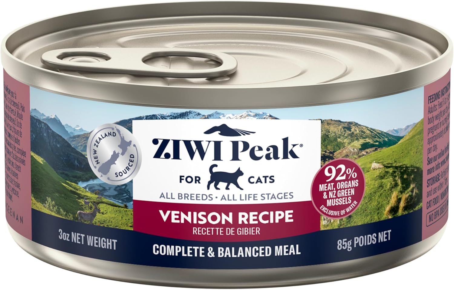 ZIWI Peak Wet Cat Food – All Natural, High Protein, Grain Free, Limited Ingredient, with Superfoods (Venison, Case of 12, 6.5oz Cans)