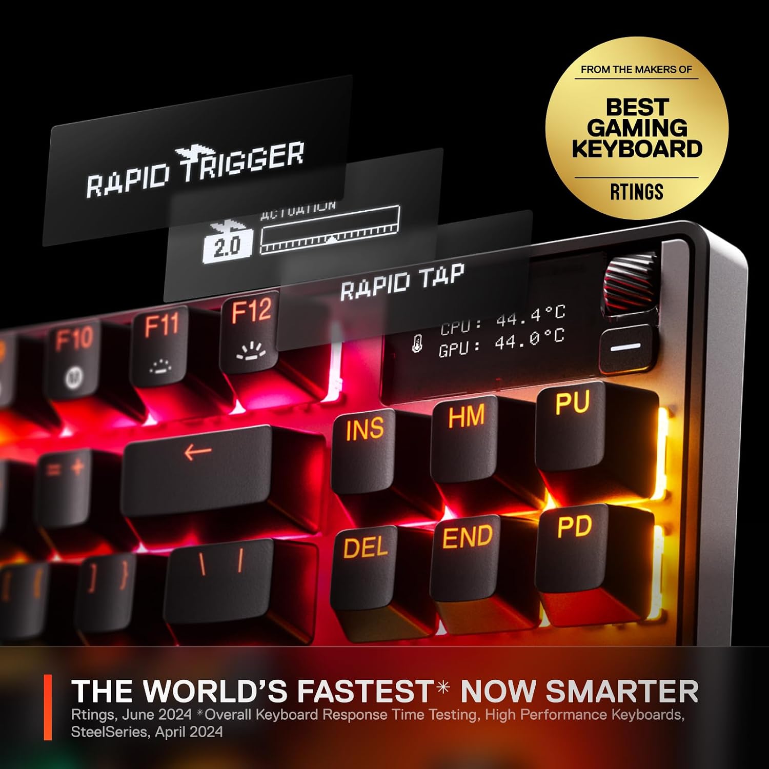 SteelSeries Apex Pro TKL Gen 3 - HyperMagnetic Gaming Keyboard - OmniPoint 3.0 Switches - Adjustable Response - Rapid Trigger - Rapid Tap/SOCD - OLED - PBT Keycaps - USB-C - US Layout QWERTY