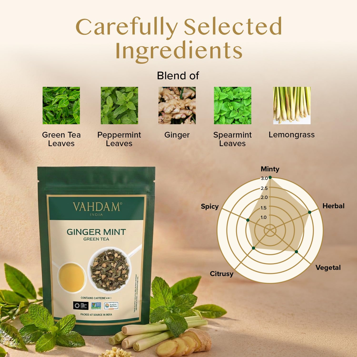 VAHDAM, Himalayan Green Tea Leaves (50+ Cups, 3.53 Oz) Non GMO, Gluten Free | High Elevation Grown Green Tea Leaves From Himalayas | Pure Unblended Single Origin Green Loose Leaf Tea | Vacuum Sealed