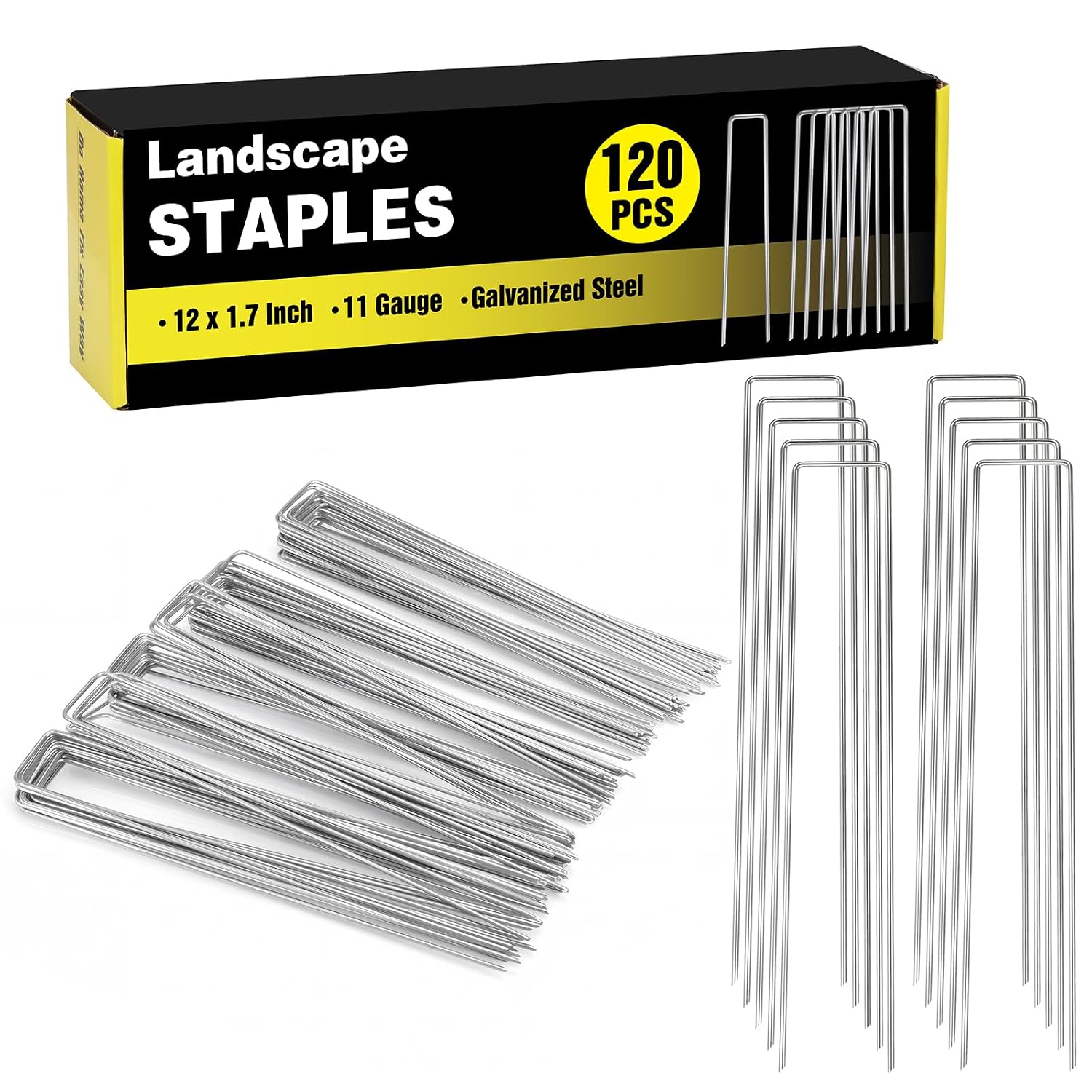 HongWay 240 Pack Landscape Staples 6 Inch, Galvanized Garden Stakes