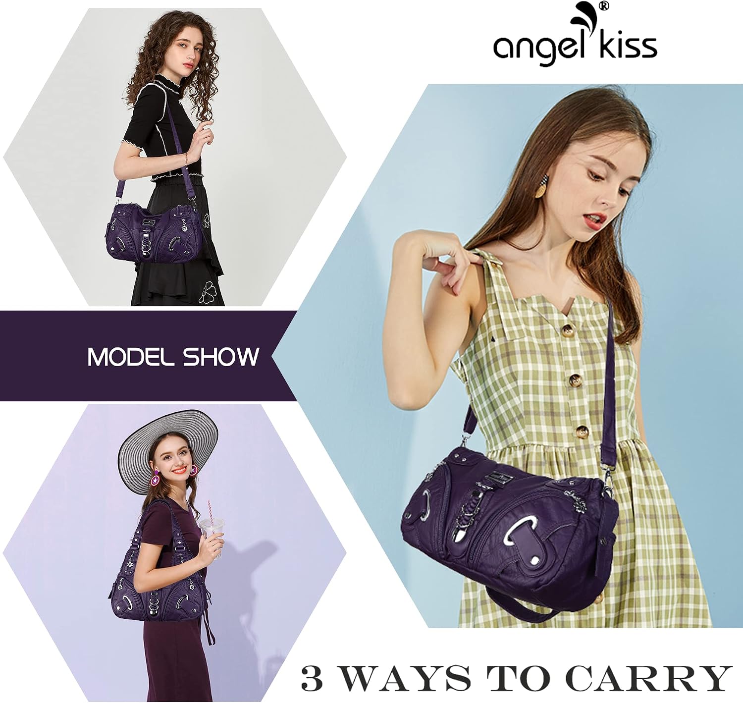 Angelkiss Hobo Purses and handbags for Women Satchel Handbag Women Purses Large Daily Shoulder Bags