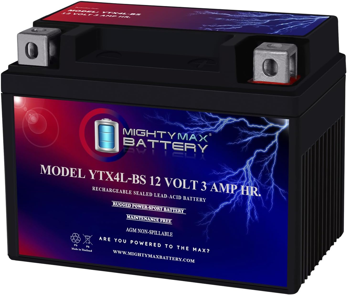 Mighty Max Battery YTX4L-BS SLA Battery for Motorcycle, Scooter, ATV