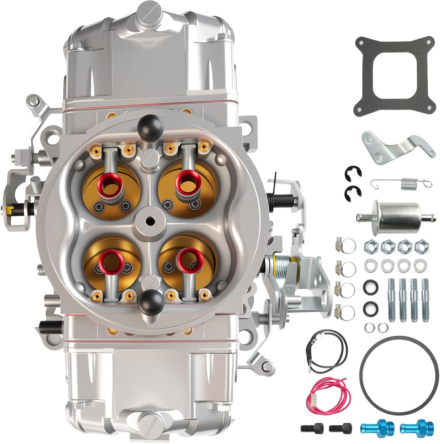 BR-67202 950 CFM Carburetor Race Series Mechanical Secondary Carburetor, Double Pumper 4150 4-Barrel Square Bore No Choke Dual Inlet