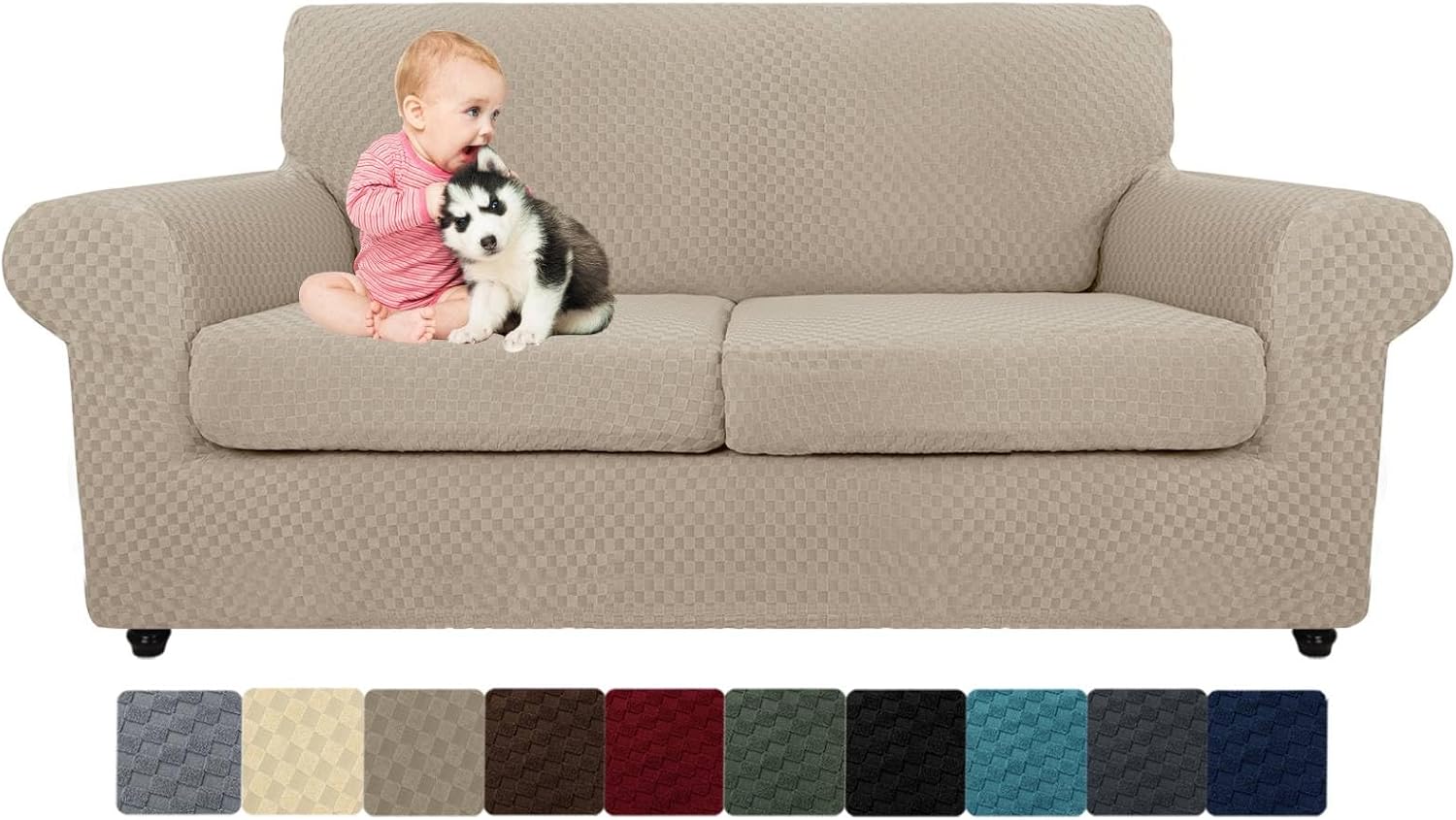 MAXIJIN Latest Recliner Slipcovers for Living Room 4 Pieces Stretch Jacquard Recliner Chair Cover Soft Fitted Recliner Protector with Elastic Bottom