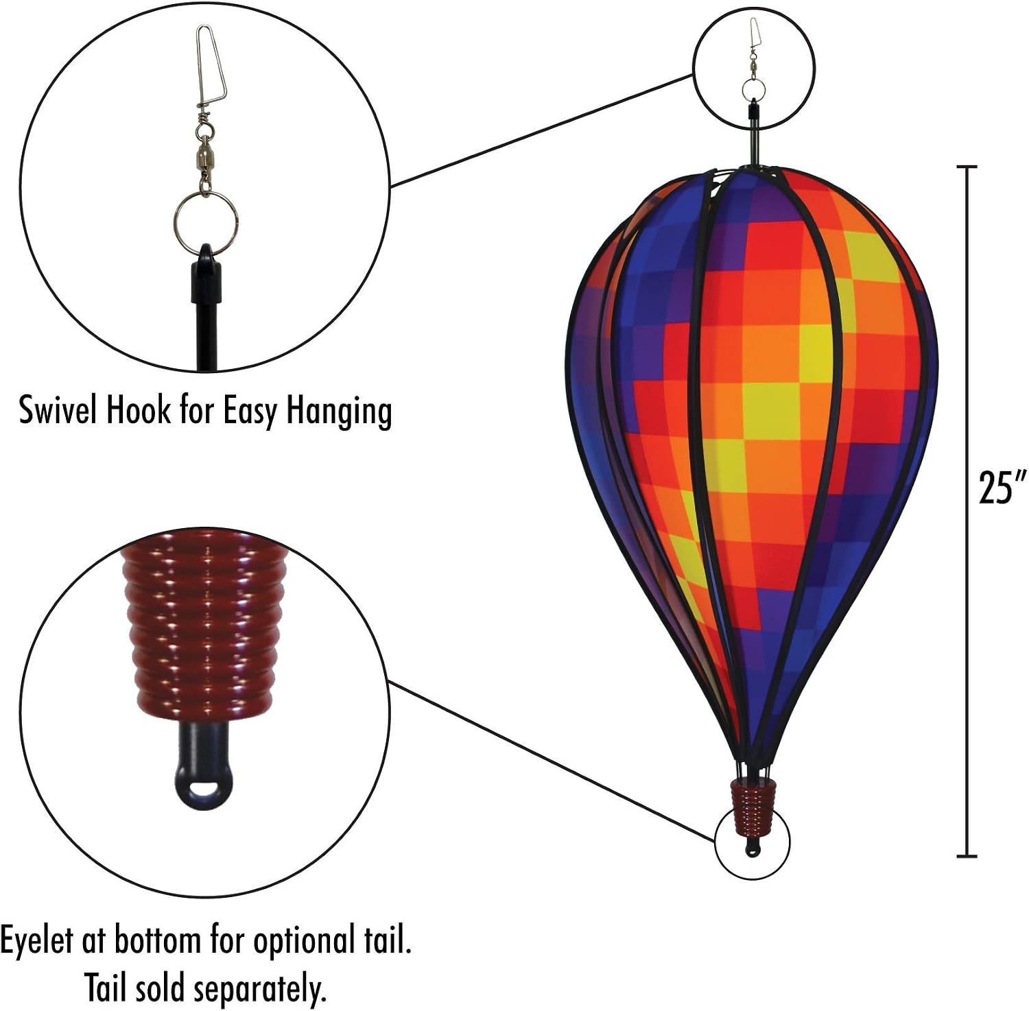 In the Breeze 0990 USA Flag 10-Panel Hot Air Balloon Wind Spinner
