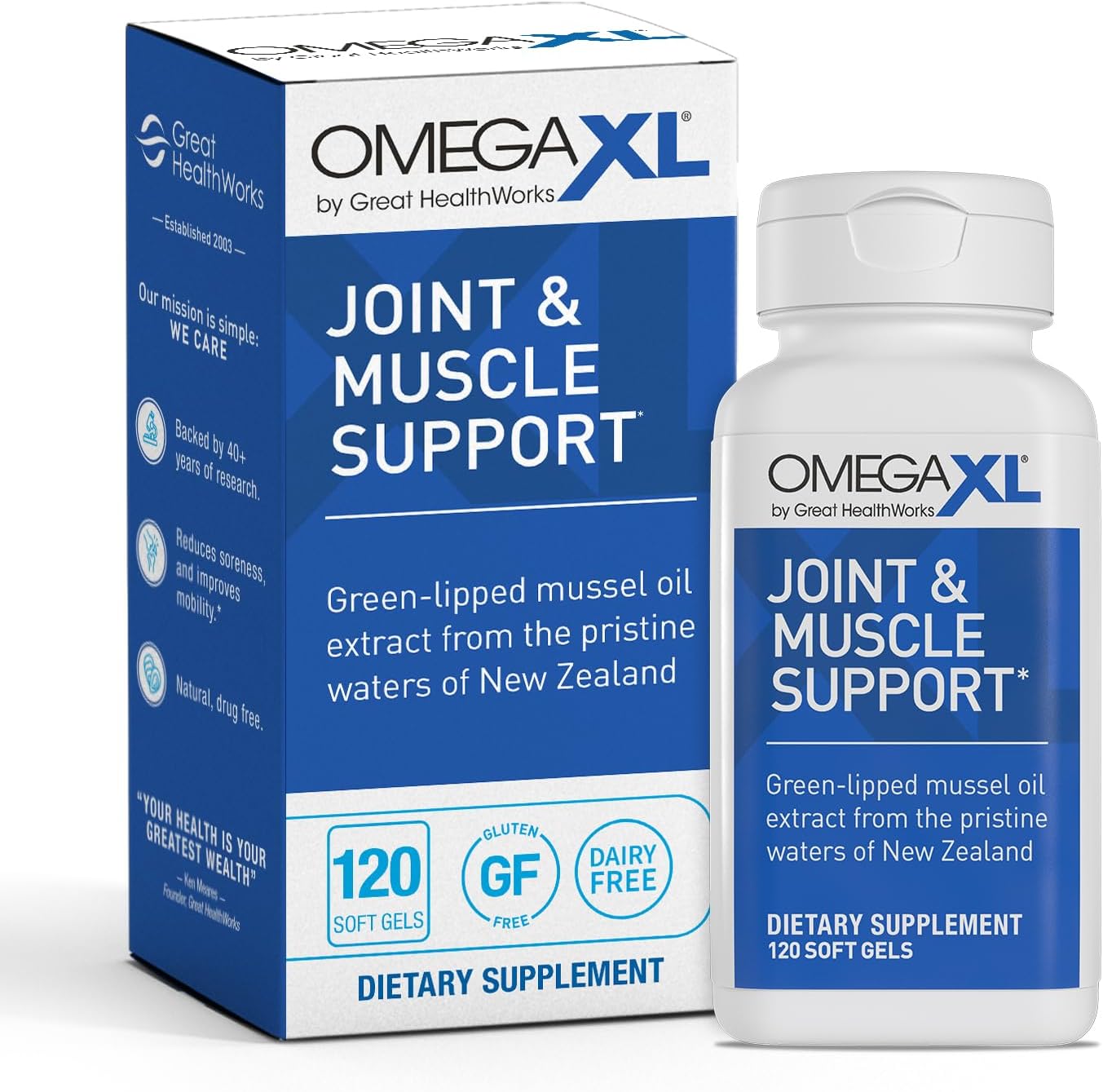 OmegaXL Joint Support Supplement, 60 Count | Green Lipped Mussel Oil, Soft Gel Pill, Natural Joint and Muscle Support Supplement, Clinically Supported, Non-GMO, Drug-Free
