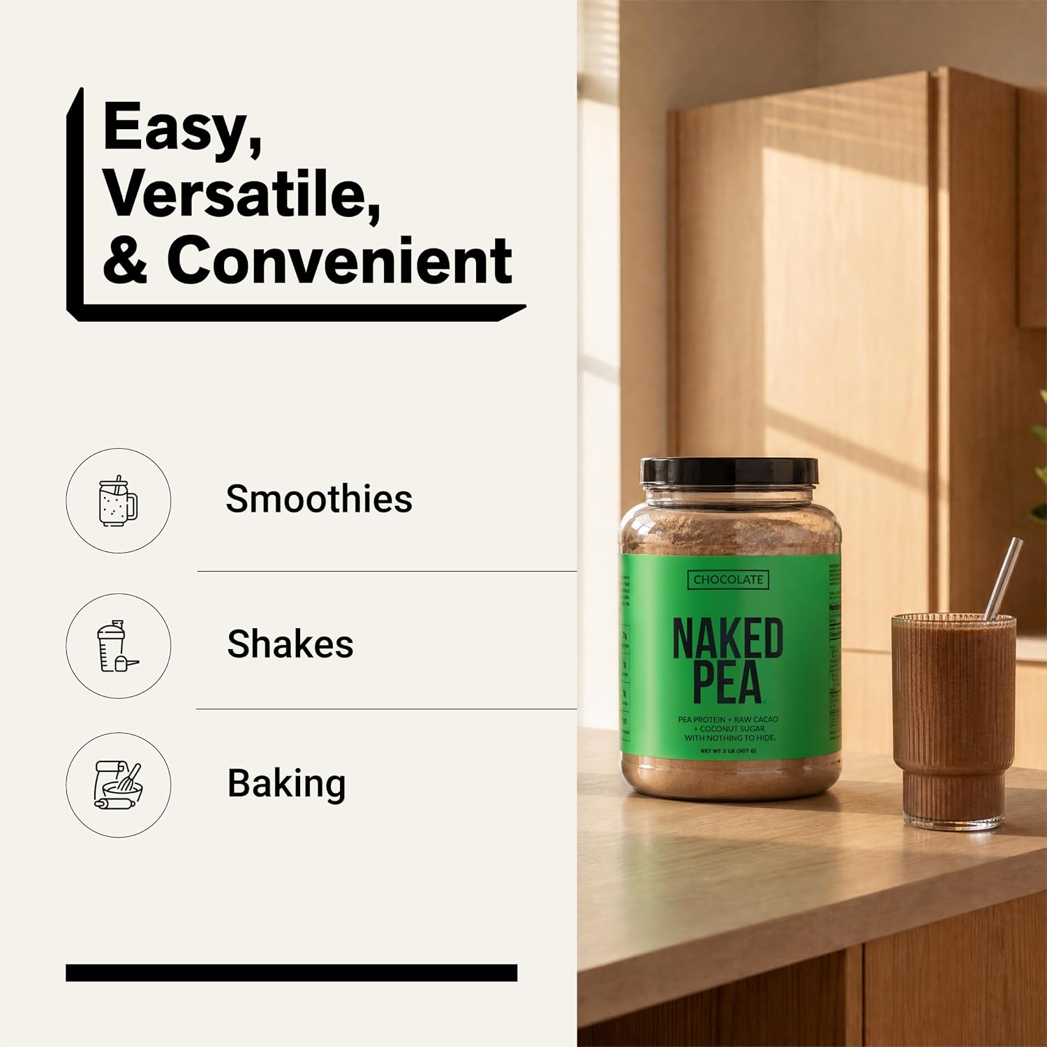 NAKED Pea - 5LB 100% Pea Protein Powder from North American Farms - Unflavored Vegan Pea Protein Isolate - NSF Certified, Plant Protein Powder, Easy to Digest - 76 Servings