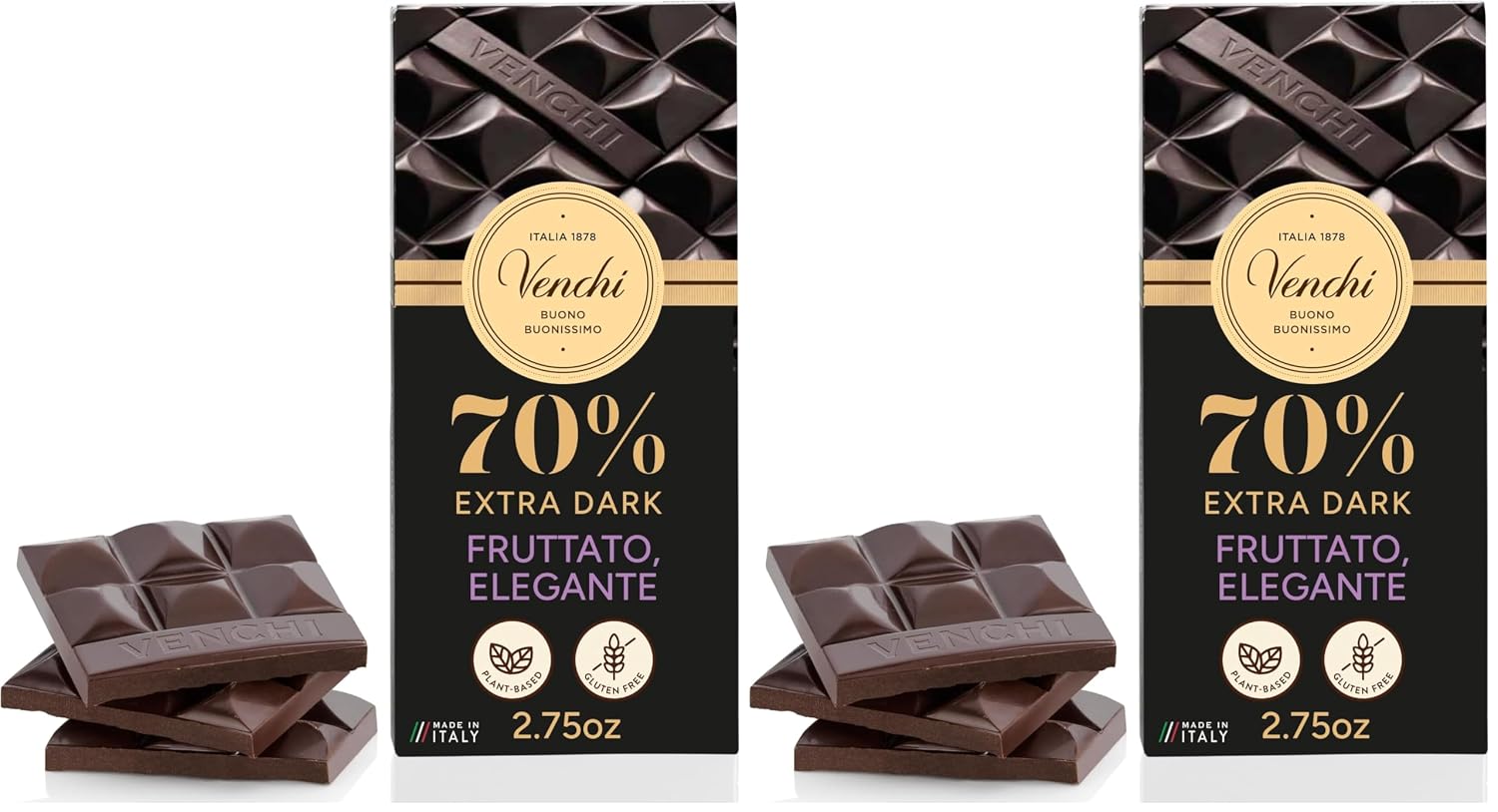 Venchi - Venezuelan Cocoa Blend - 85% Dark Chocolate Bar, 2.46oz - Single Origin Premium Fine Chocolate - Naturally Gluten Free - Vegan