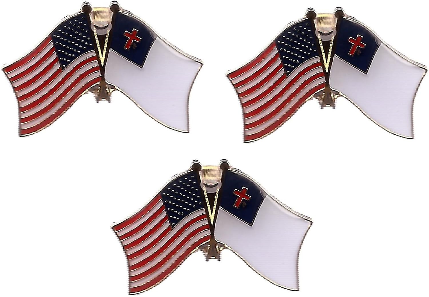3 National Country Flag Crossed Enamel Flag Pins Pack of 3 Friendship Double Flags