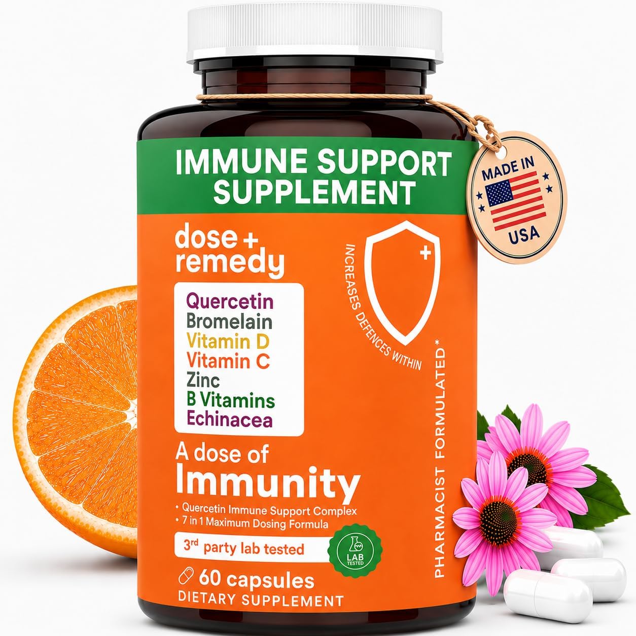 Dose of Immunity Immune Support Supplement & Booster for Adults, Zinc, 60ct