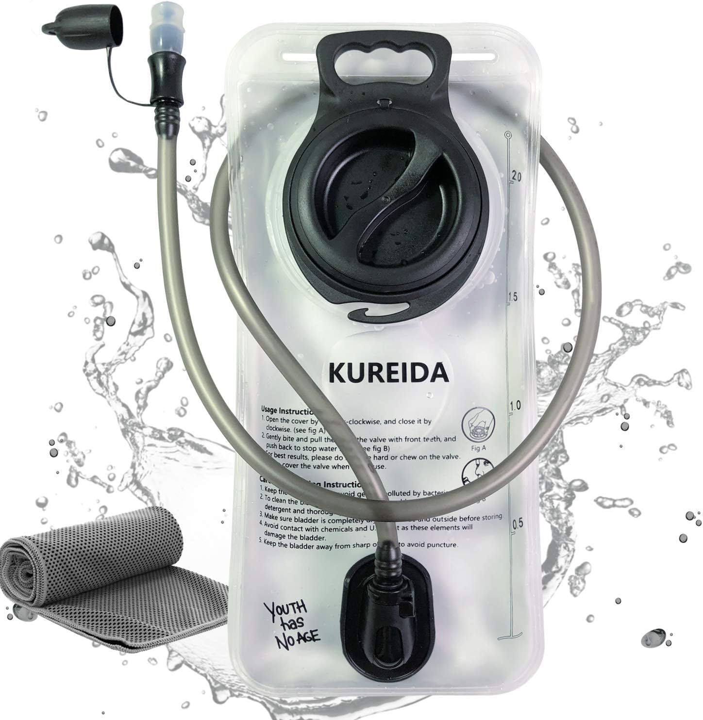 KUREIDA Hydration Bladder 2L-3L, Leak Proof Water Reservoir, BPA Free, Wide Opening