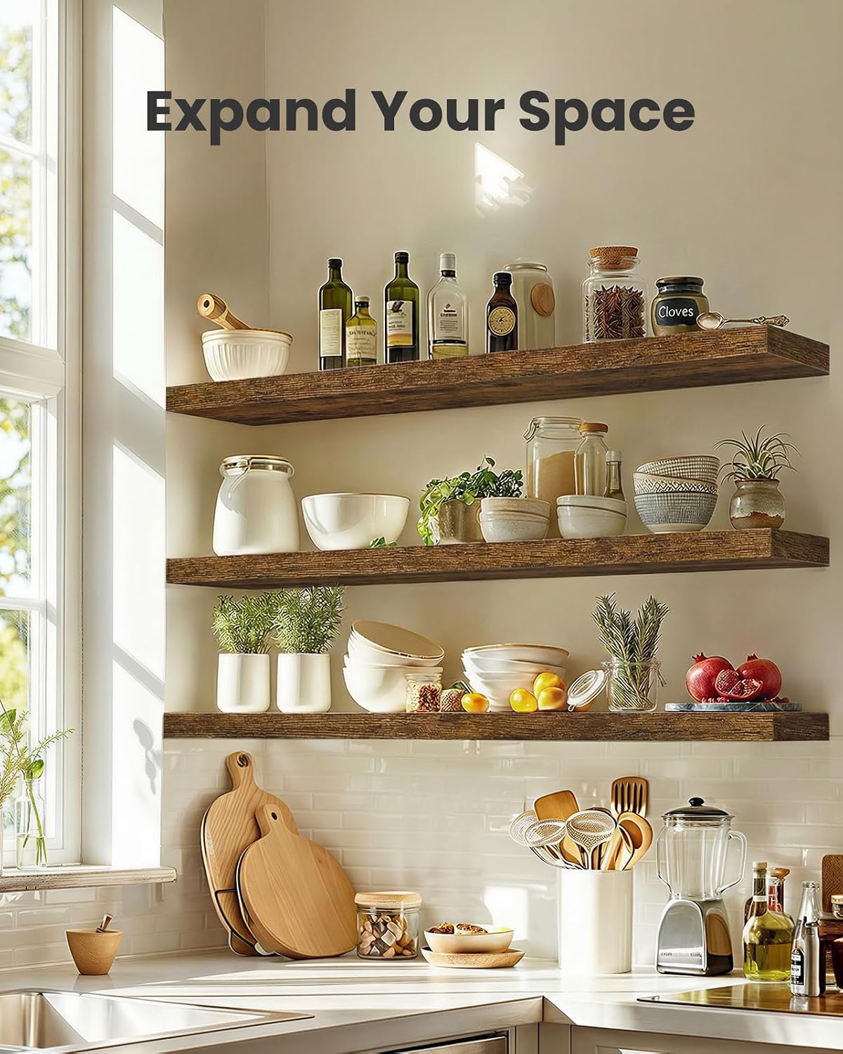 AMADA HOMEFURNISHING Floating Shelves, Wall Shelves for Bathroom/Living Room/Bedroom/Kitchen Decor