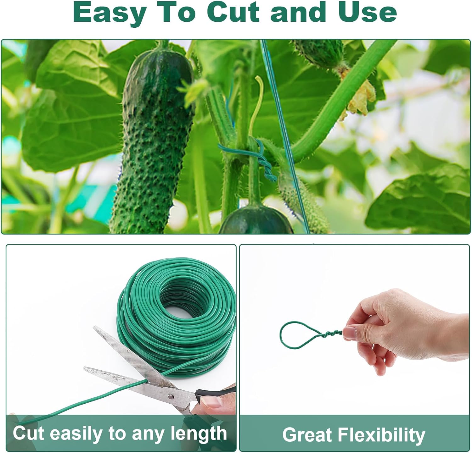 YDSL Soft Plant Tie, Garden Wire Tie for Plants Heavy Duty Reusable Plant Twist Ties for Gardening Home Office (Green, 32.8 feet)