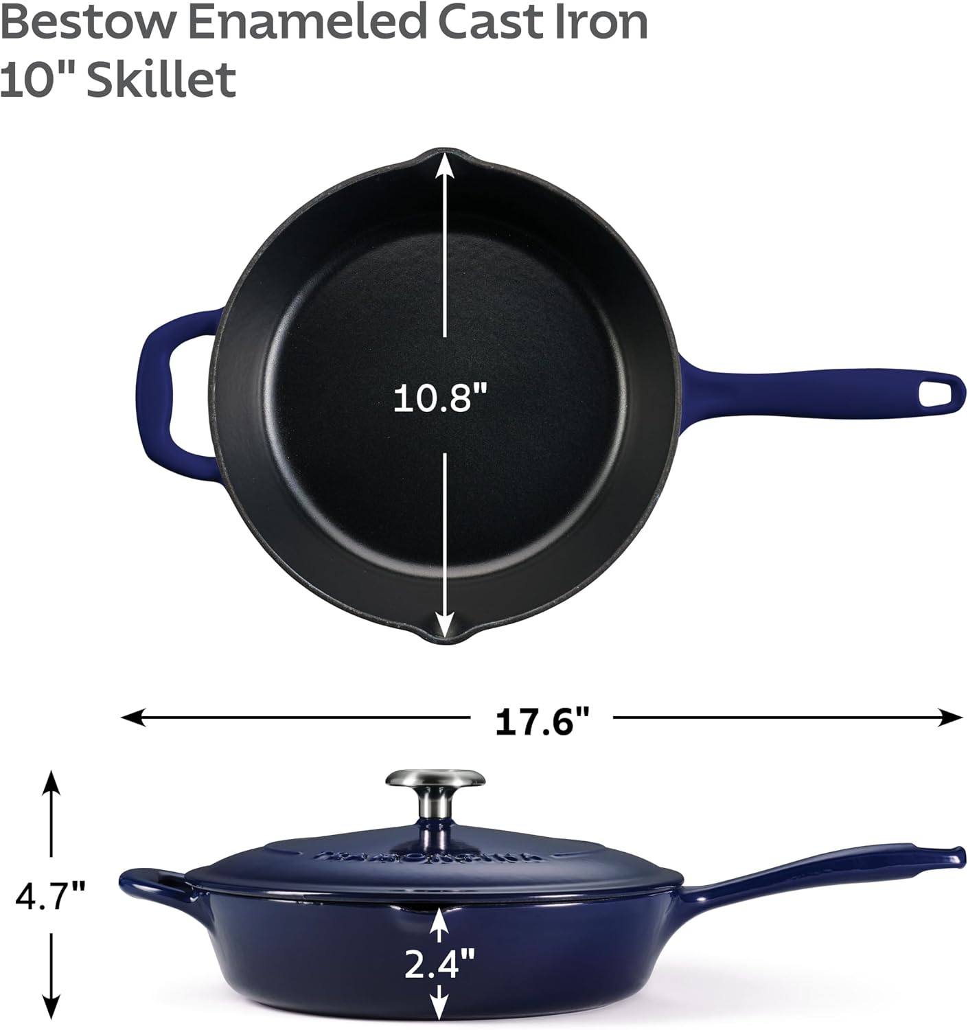 Tramontina Bestow Enameled Cast Iron 10-Inch Skillet, Blue | Perfect Pan for Frying, Searing, and Oven-to-Table Cooking