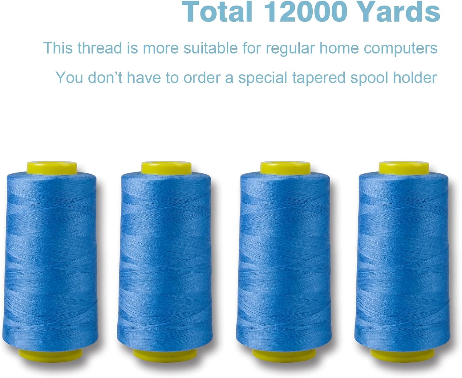 Black Serger Thread, All-Purpose Thread for Sewing, Polyester, 4 Cones of 3000 Yards Each Spool for Sewing Machine