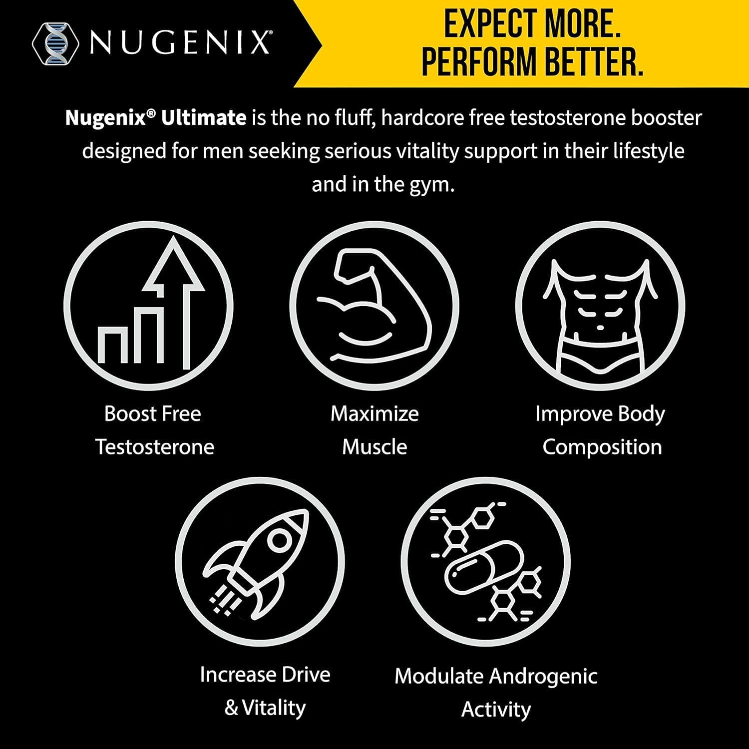 Nugenix Ultimate, Testosterone Booster, 120 tablets | Maximize Muscle, Increase Drive, Modulate Androgenic Activity