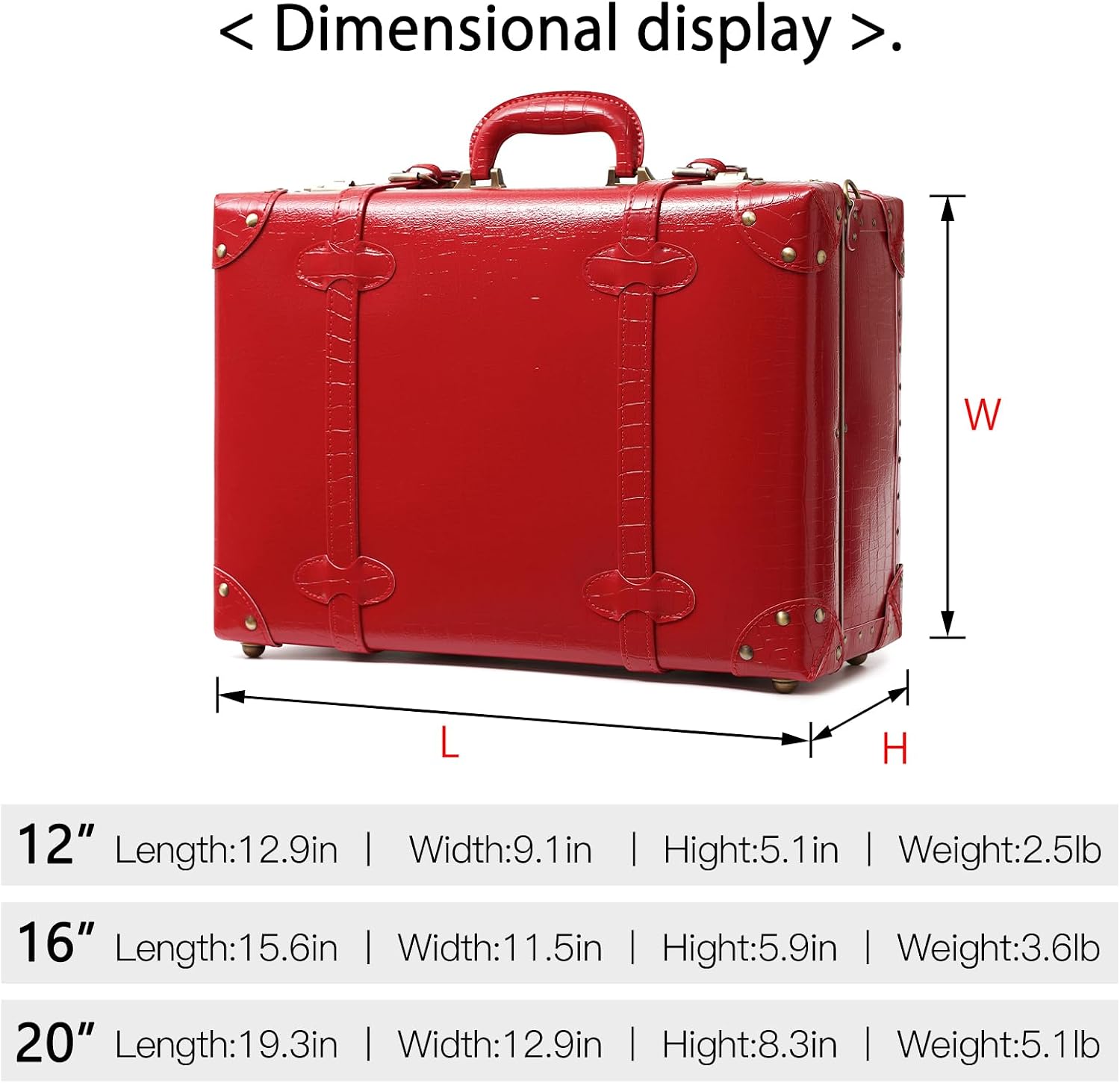 urecity Vintage and Cute Carry-on Overnight Case Non-wheeled Mini Leather Trunk Suitcase with Shoulder Strap