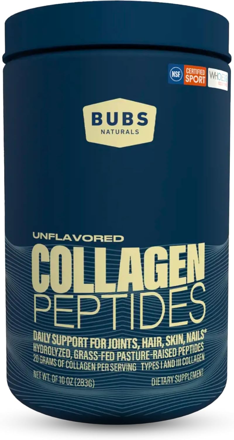 BUBS Naturals Collagen Peptides Powder, Collagen for Women & Men, Hydrolyzed Peptides, Unflavored Pasture Raised Grass Fed, Paleo Keto Friendly, Supports Hair Skin & Joint Health (20 oz) 28 Servings