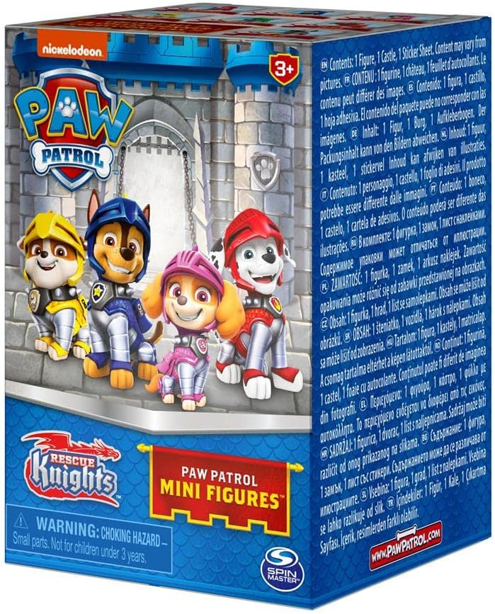 Paw Patrol Spin Master 6062143 Rescue Knights Collectible Blind Box Mini Figure with Castle Tower Container, 2-inch Height