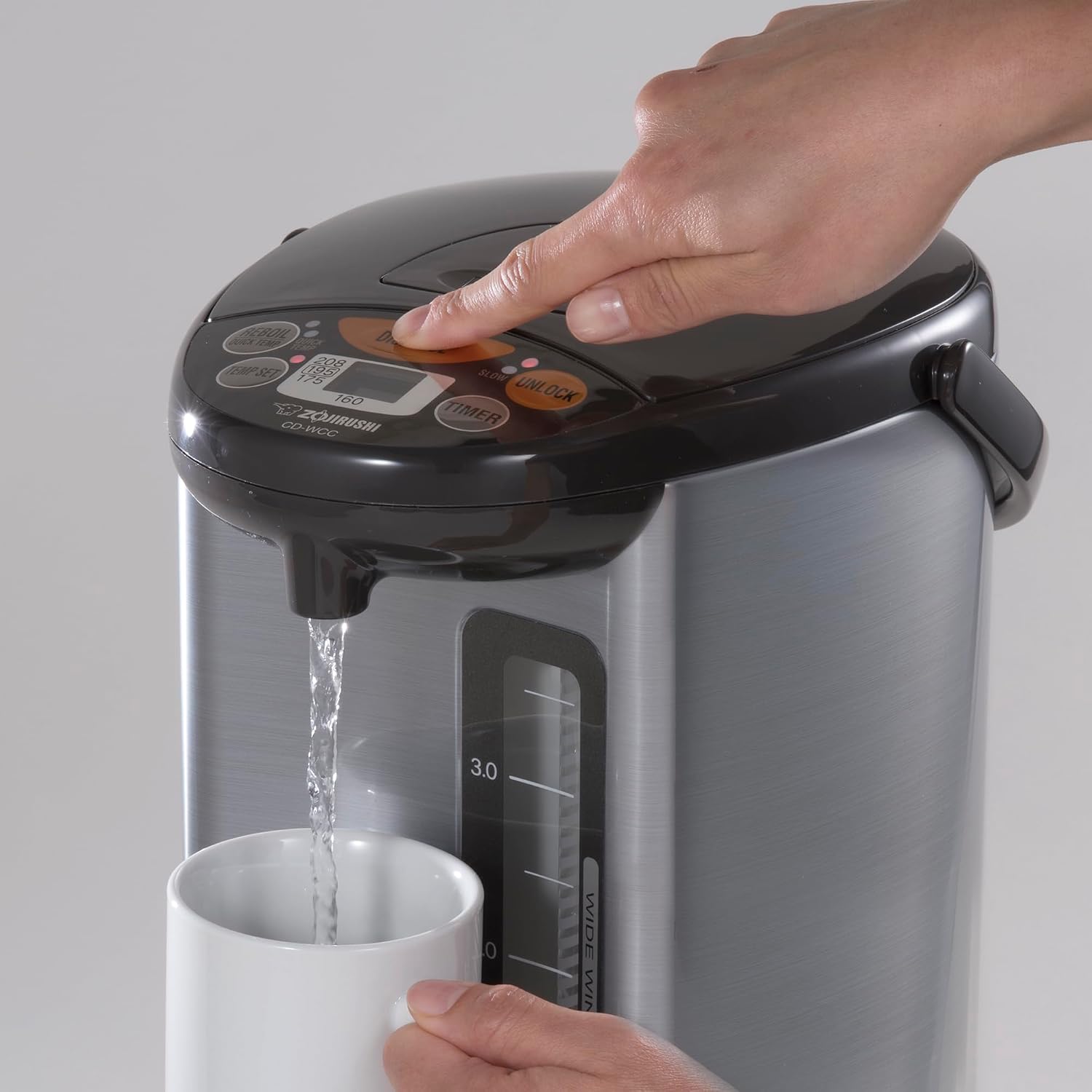 Zojirushi Micom Water Boiler and Warmer (135 oz. / 4L, Silver) | Four heat settings, Quick Temp mode, energy-saving operation