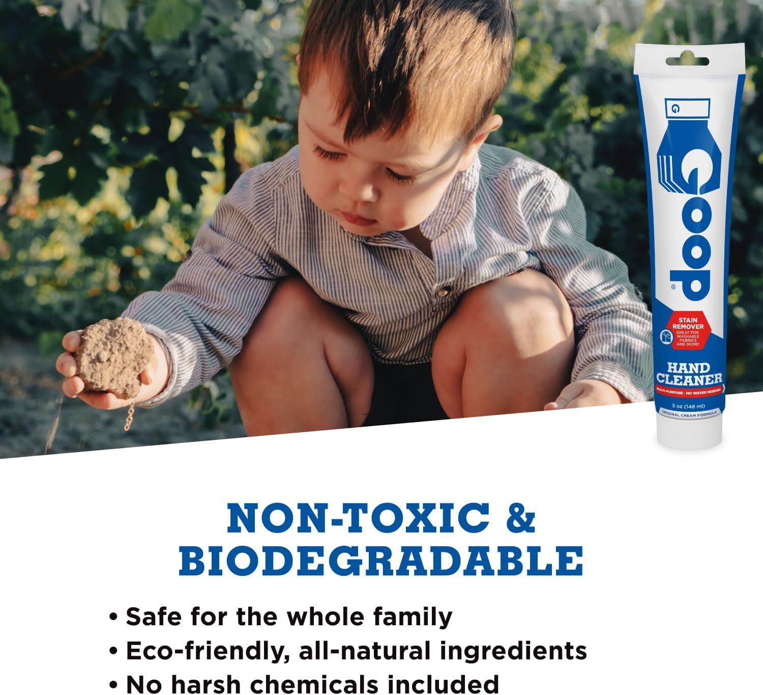 GOOP Multi-Purpose Hand Cleaner- Waterless Hand Degreaser, Laundry Stain Remover - NonToxic and Biodegradable Cleaner Remove Dirt, Oil, Paint, Ink, and Clothes Stains Original, 14oz Pack of 1