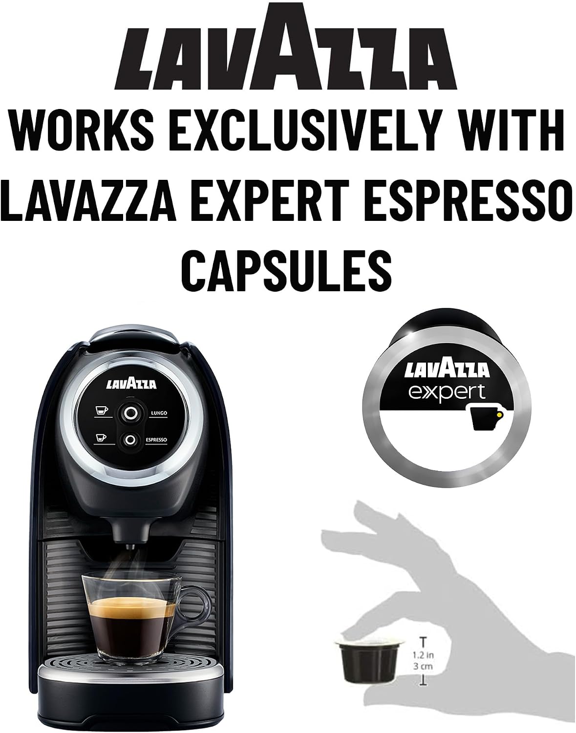 Lavazza BLUE Classy Mini Single Serve Espresso Coffee Machine LB 300, 5.3" x 13" x 10.2" 2 Coffee selections: simple touch controls