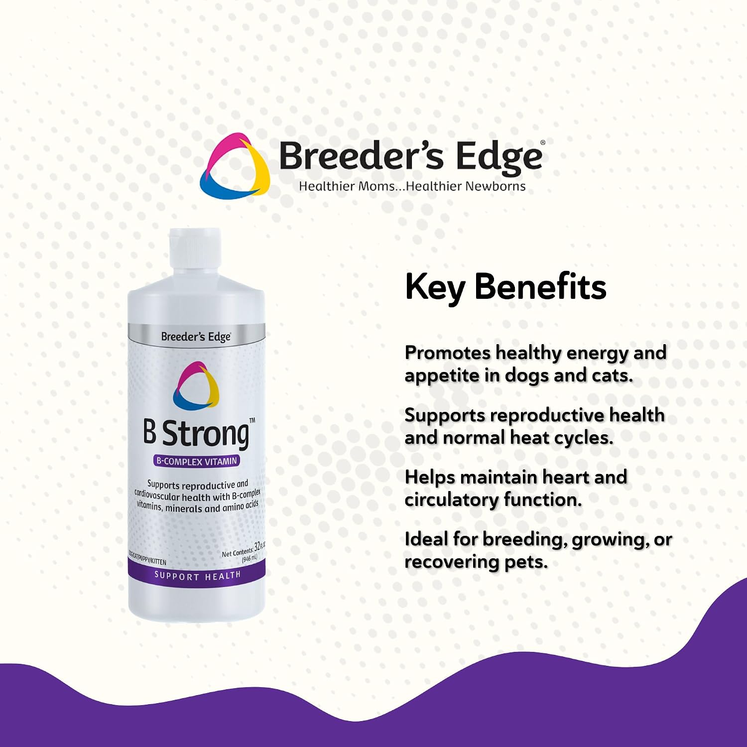 Breeder’s Edge B Strong Powder, B-Complex Vitamin Supplement for Dogs and Cats, Supports Reproductive Health, Promotes Normal Heat Cycles, and Helps Maintain Energy, 300g