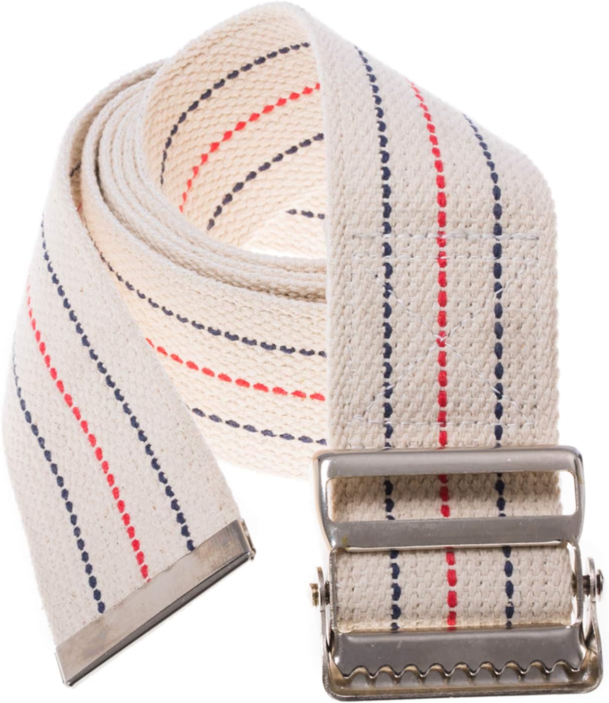 COW&COW Transfer and Gait Belt with Metal Buckle - Transfer Walking and Standing Assist Aid for Caregiver Nurse Therapist 2 inches (Beige with Stripes, 60")