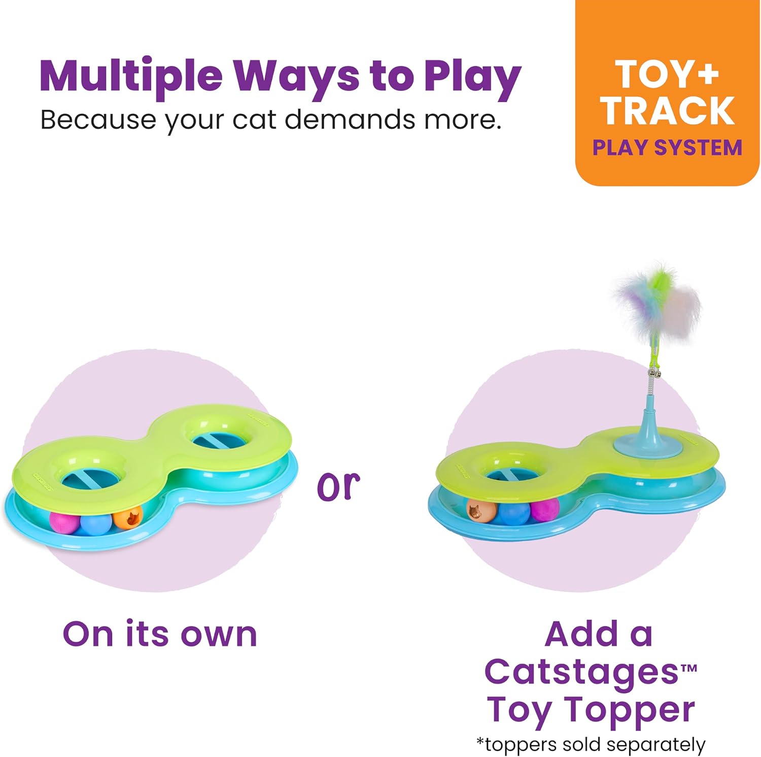 Catstages Tower of Tracks Cat Toy – 3-Level Track Tower with 6 Balls, Interactive Cat Toy for Indoor Enrichment