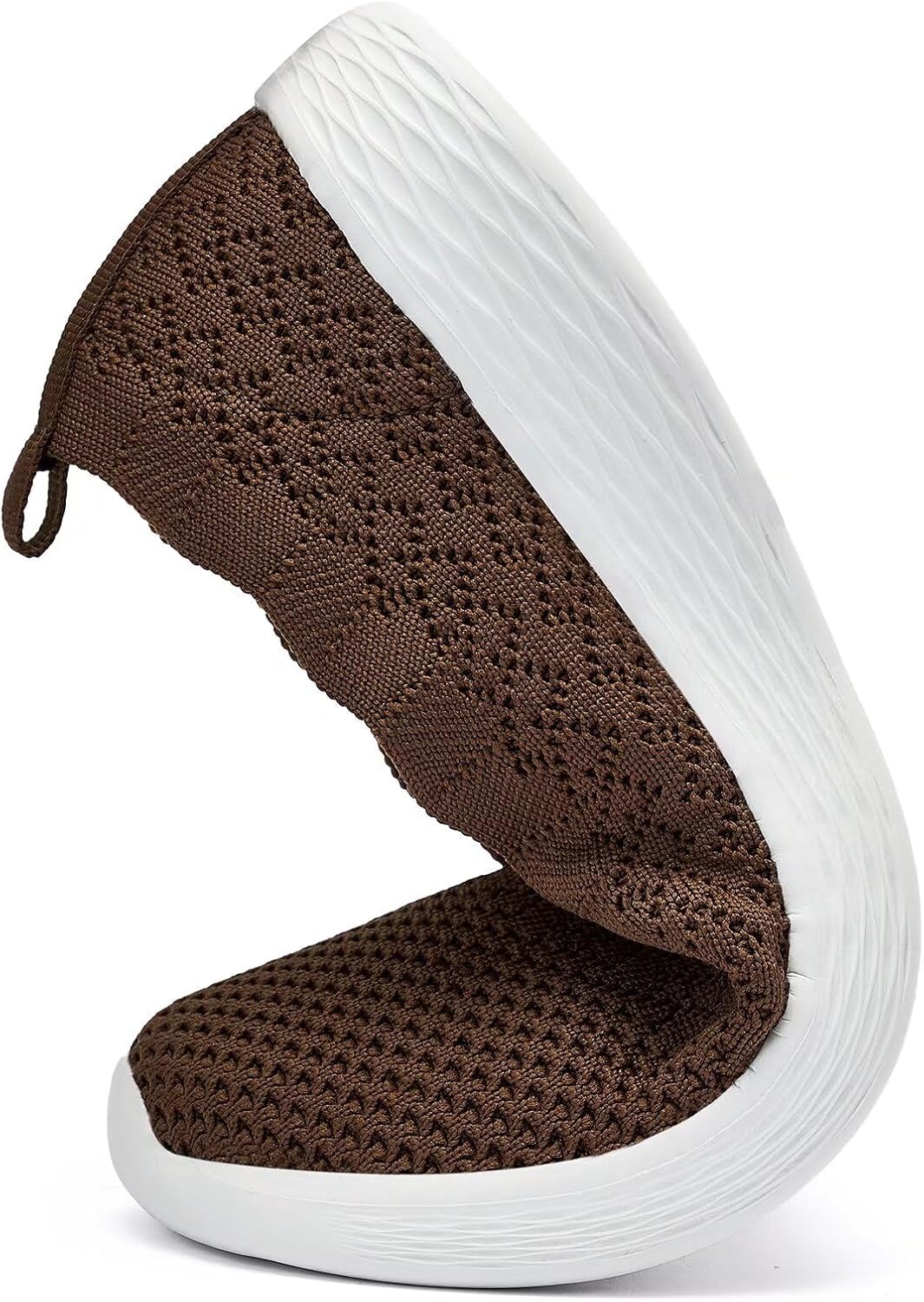 poemlady Women's Walking Shoes Slip On Knit Mesh Loafers Round Toe Flat