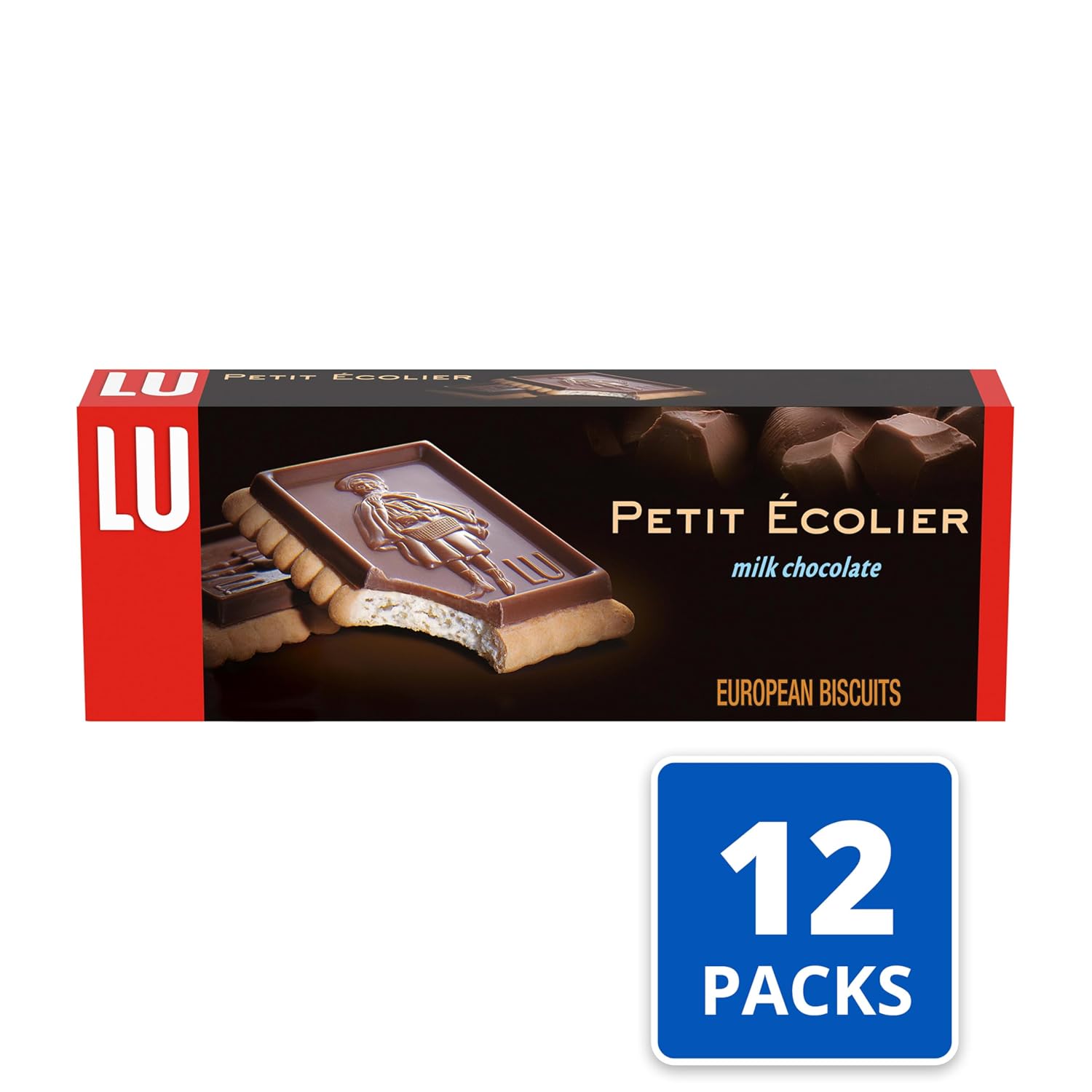 Lu Petit Ecolier European Milk Chocolate Biscuit Cookies, 5.29 oz | 6 Cookies Per Pack, Individually Wrapped