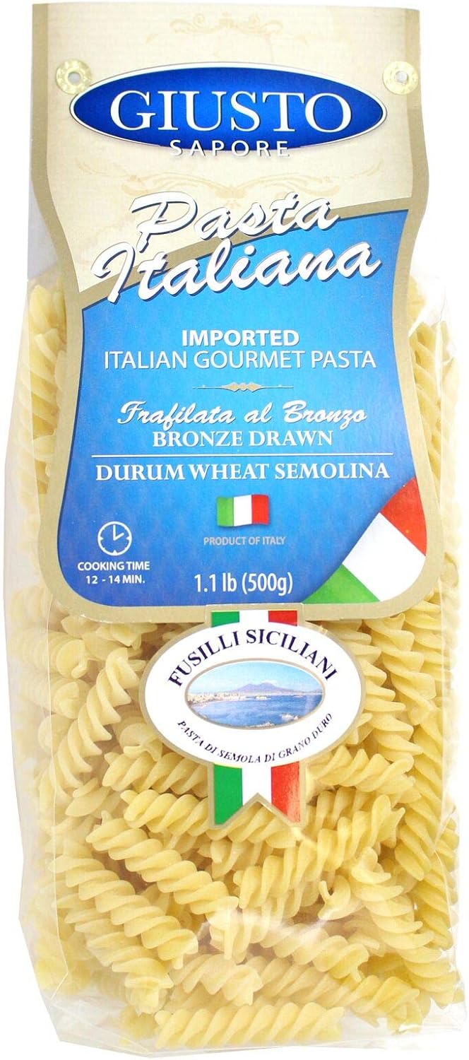 Giusto Sapore Italian Pasta - Caserecce 454g - Premium Organic Bronze Drawn Durum Wheat Semolina Gourmet Pasta Brand - Imported from Italy and Family Owned