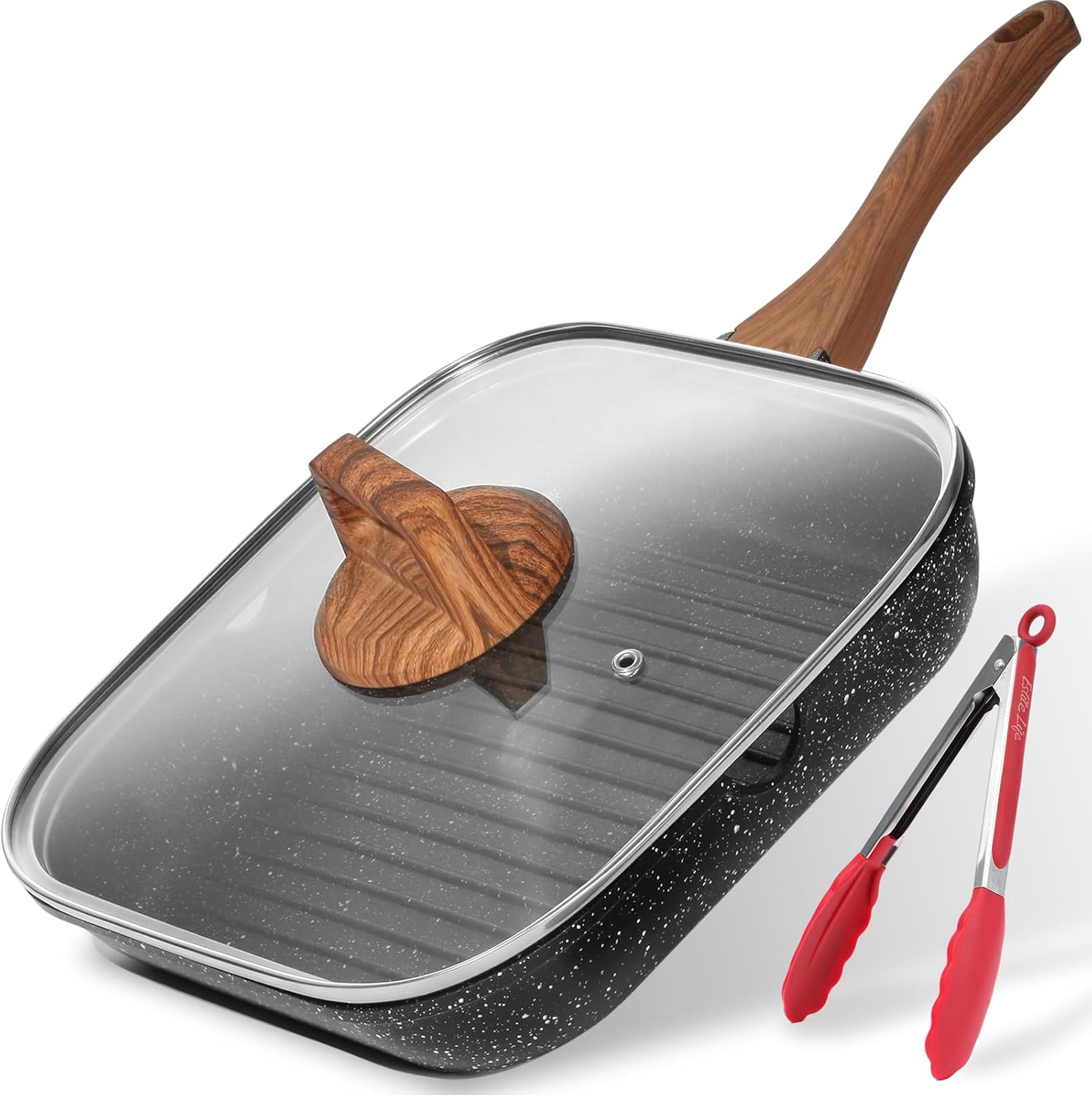 ESLITE LIFE Nonstick Grill Pan for Stove Tops, Versatile Griddle with Pour Spouts