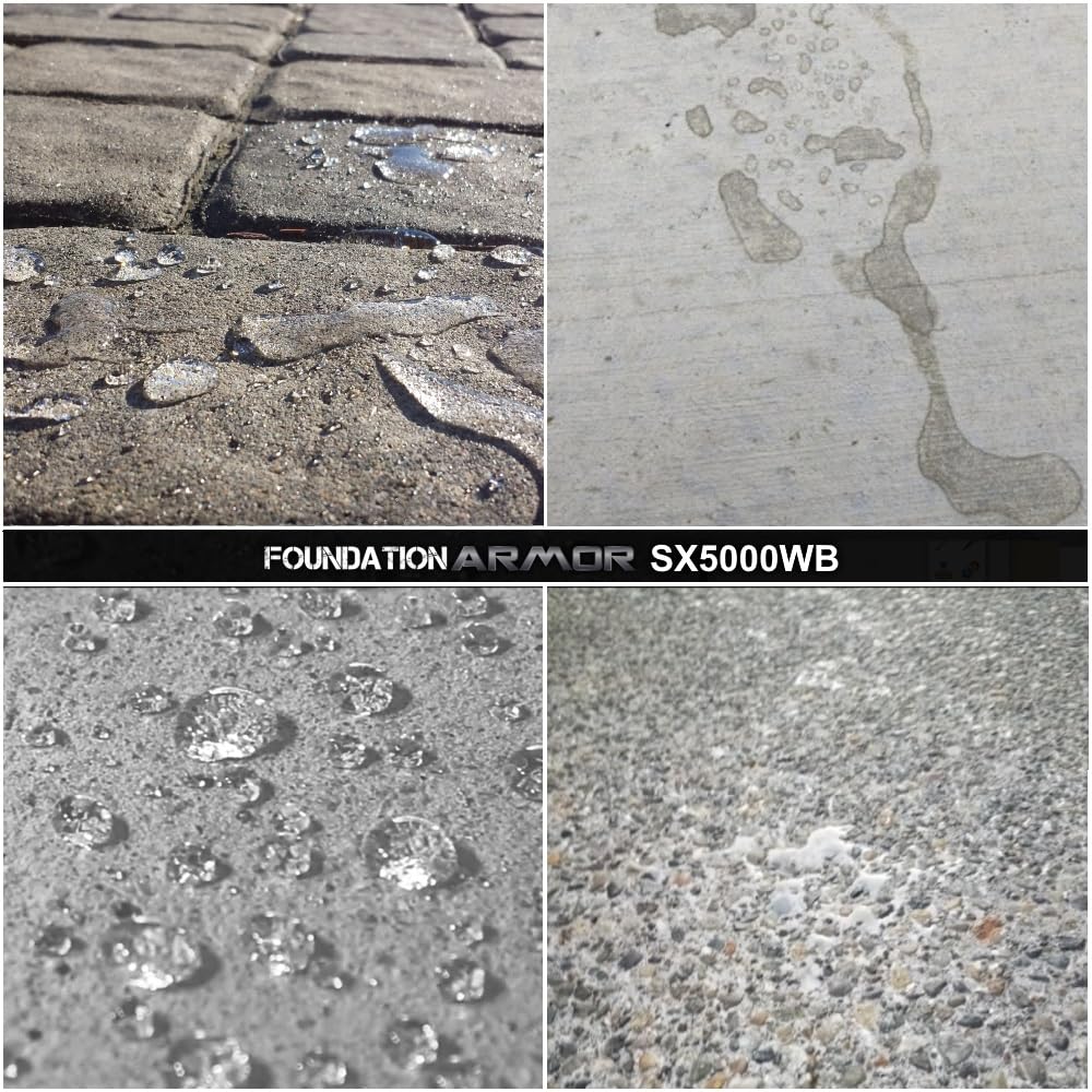 Armor SX5000 WB Water-Based Silane-Siloxane Sealer for Concrete, Brick, Pavers, Stone - Matte Concrete Sealer - 1 Gallon