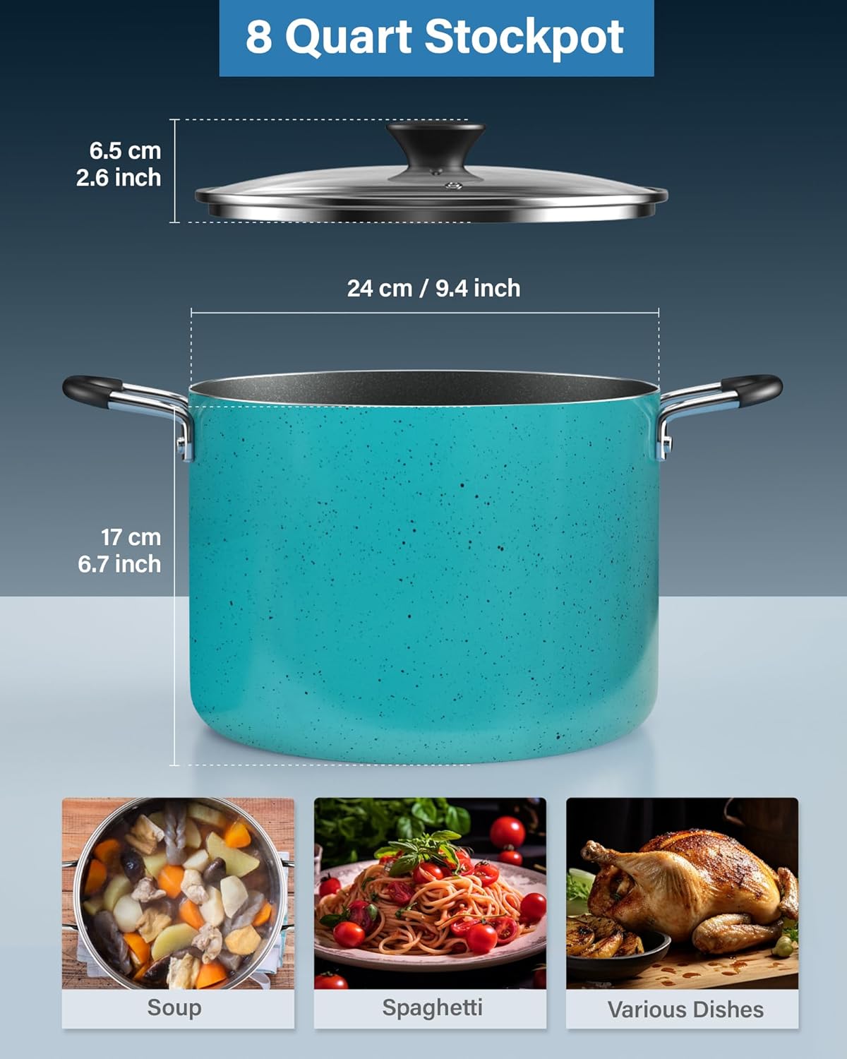 Cook N Home 10.5 Quart Non Stick Stock Pot with Lid, Large Pots for Cooking