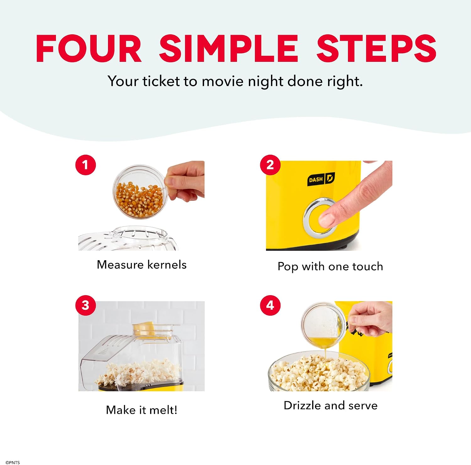 Dash Fresh Pop Popcorn Maker, 16-Cup Hot Air Popper, Aqua | Electric Popcorn Machine, Oil-Free Air Popped Popcorn, Built-In Measuring Cup & Butter Melting Tray, Movie Night Snacks