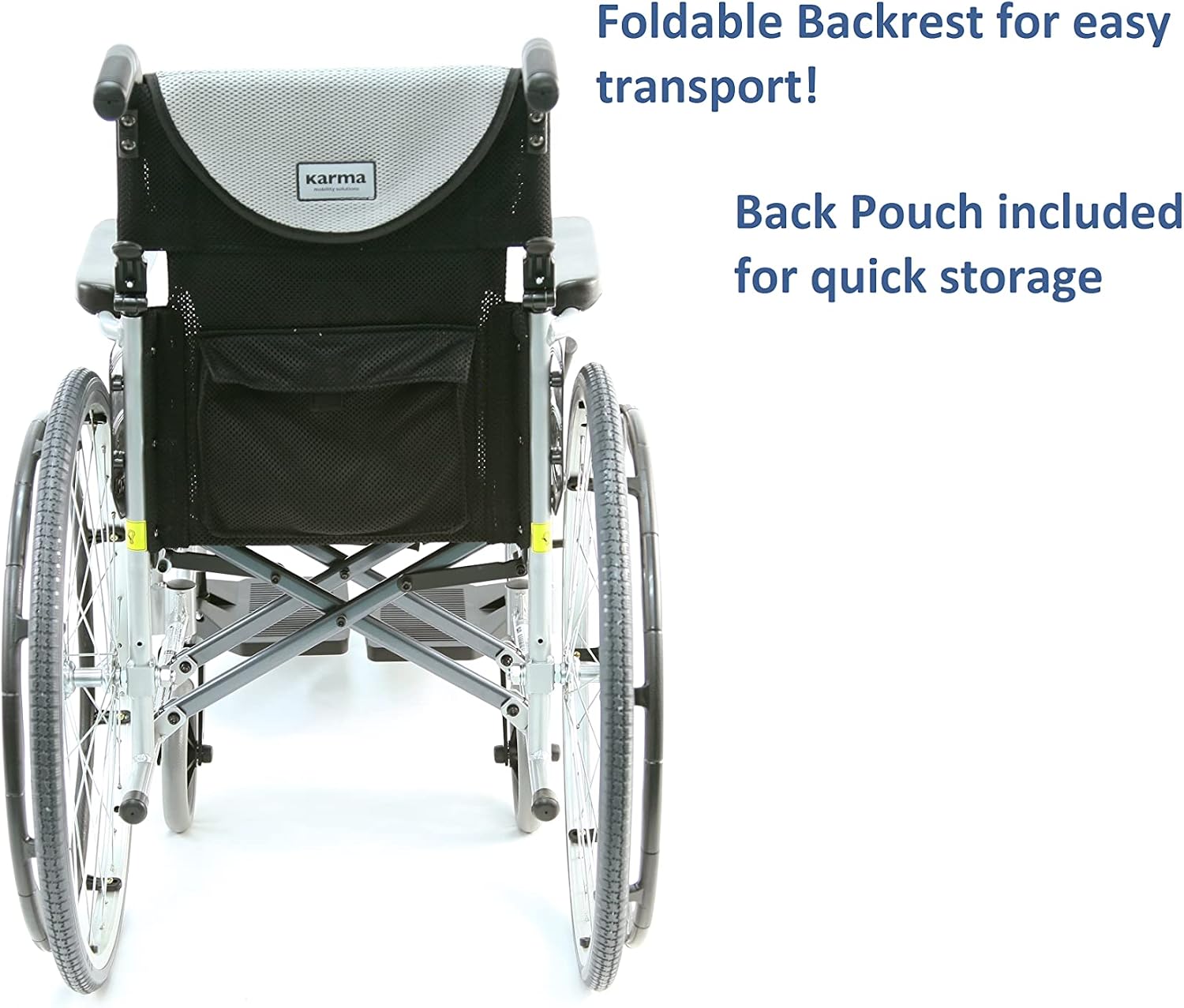 Karman 25 lbs Ergonomic Wheelchair with Removable Footrest 18" Silver