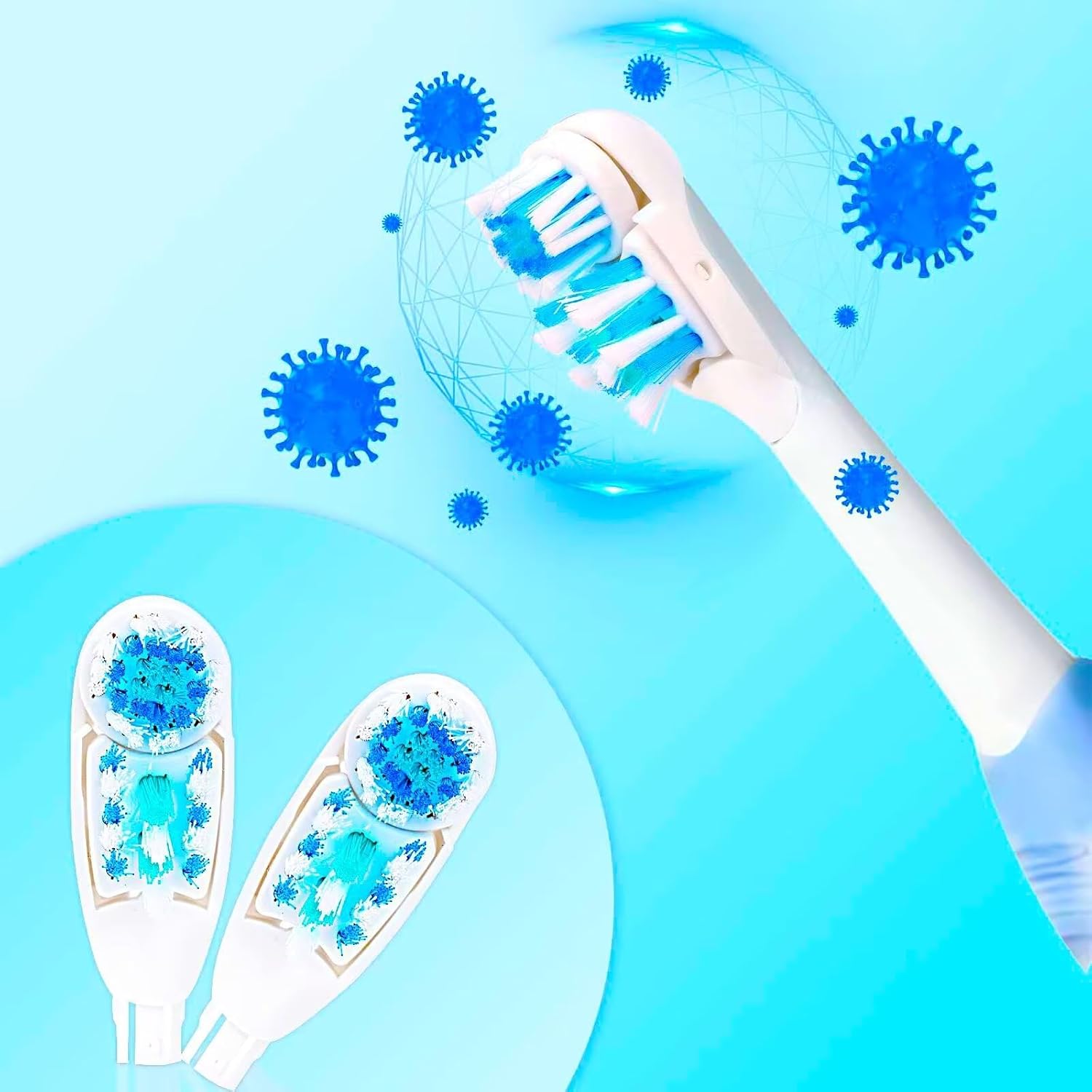 Sensitive Replacement Electric Replacement Toothbrush Heads (4 Count), Dual Clean Rotating Sets for Braun Oral B Cross Action Power