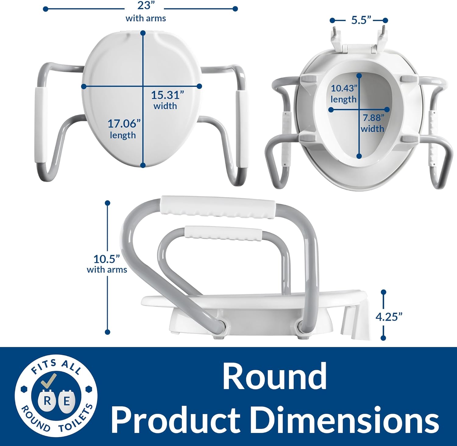 Bemis Assurance 3" Raised Toilet Seat for Seniors, Therapist Preferred for Safety, Secure Hinges, Clean Shield Guard, Elongated, White