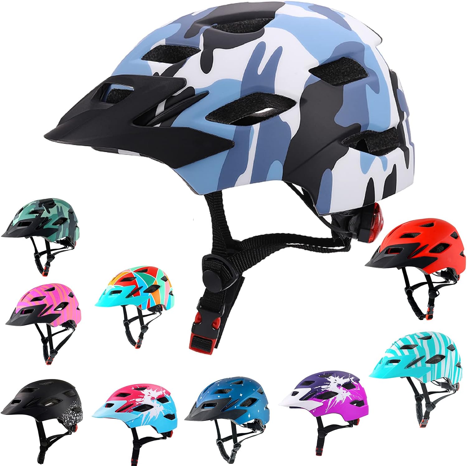 Kids Bike Helmet with LED Light for Youth Teen Toddler Boys Girls