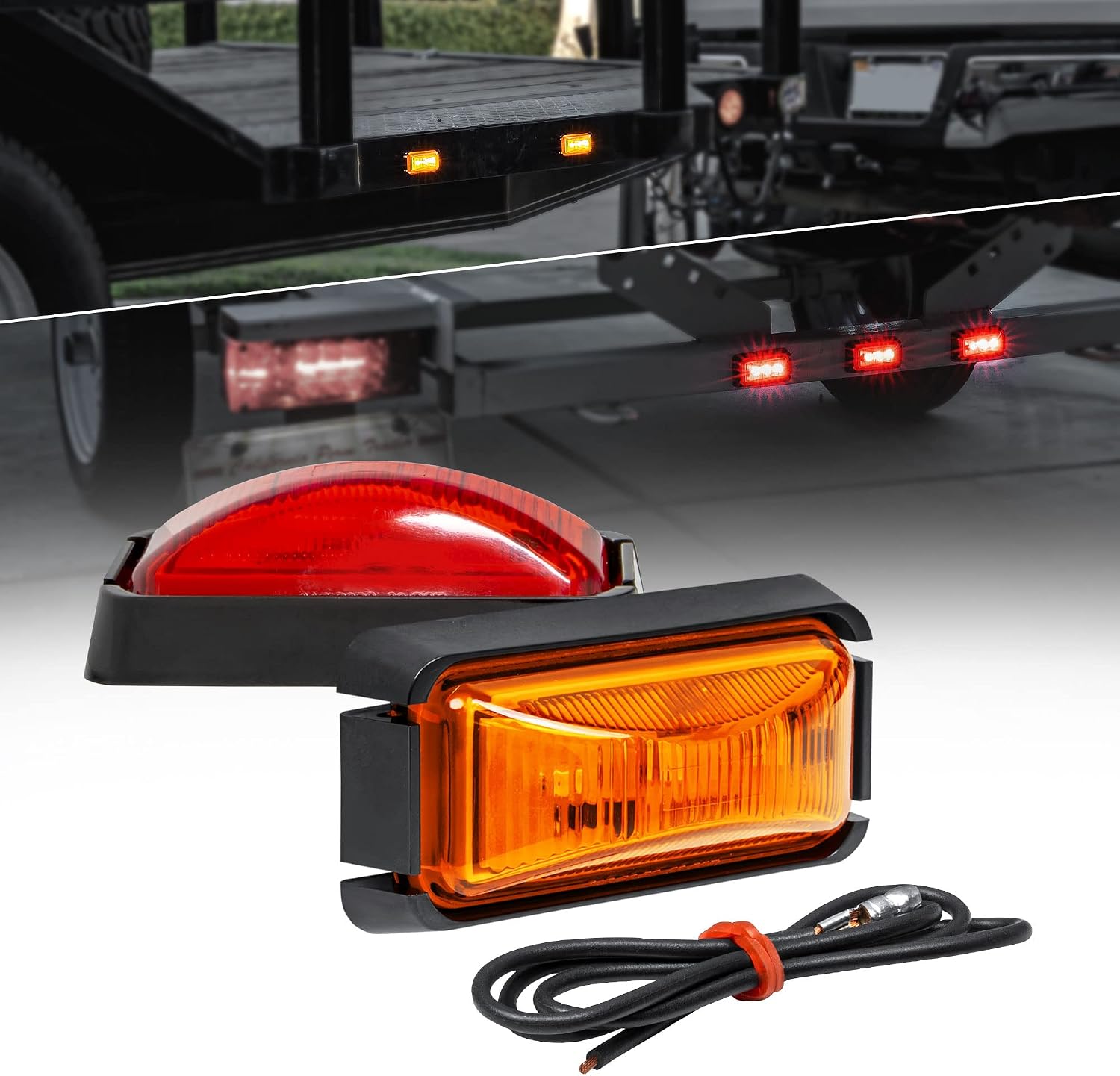TRUE MODS 2pc 2.5" Amber Rectangle LED Trailer Marker Lights for Truck RV