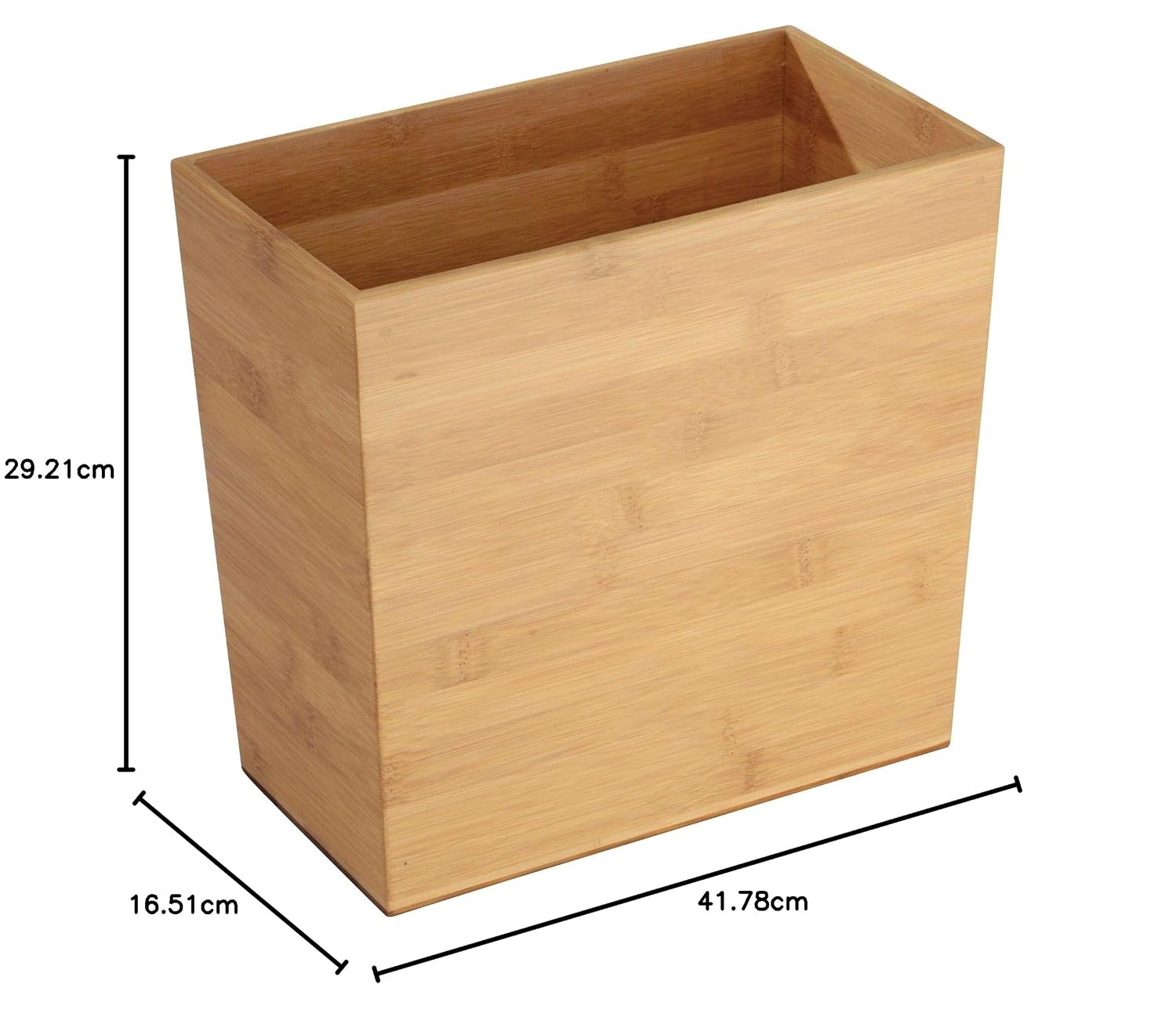 iDesign Rectangular Bamboo Waste Basket, The Formbu Collection – 10.5" x 5.75" x 10”, Natural Wood Finish | Natural Wood Finish