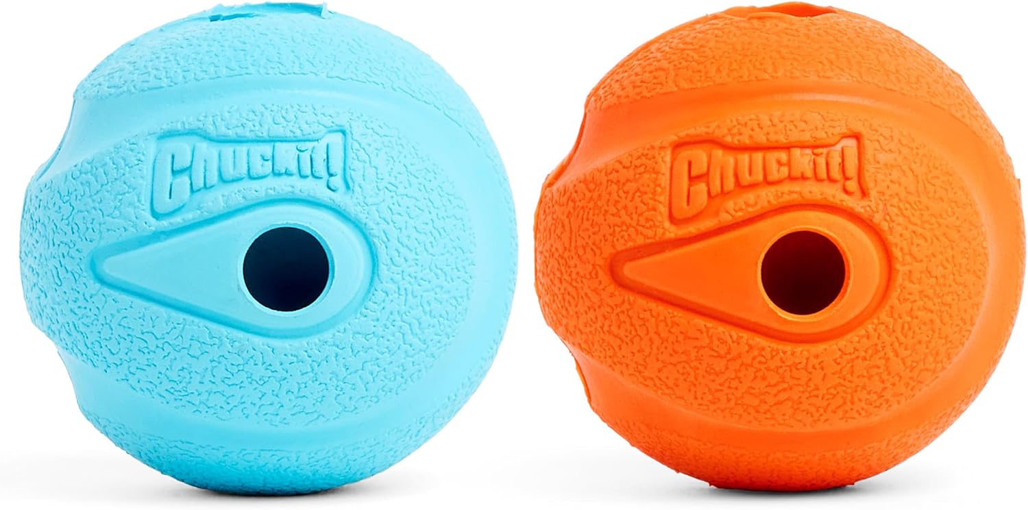 Chuckit! The Whistler Ball Dog Toy, Small (2 Inch Diameter) for Dogs 0-20 lbs, Pack of 2