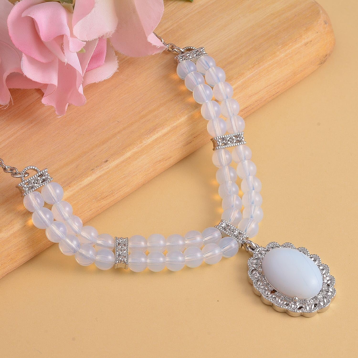 Gemstones Mix Silvertone Beaded Necklace for Women Jewelry Size 18-20" Birthday Gifts
