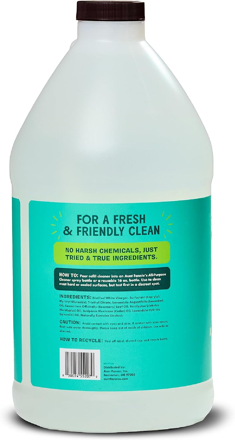 Aunt Fannie's All Purpose Vinegar Cleaner Spray, Lavender, Pack of 1 | Cuts Grease & Grime, No Harsh Residue, Safe for Kitchens Bathrooms Windows Counters & Sealed Areas, Kid and Pet Safe